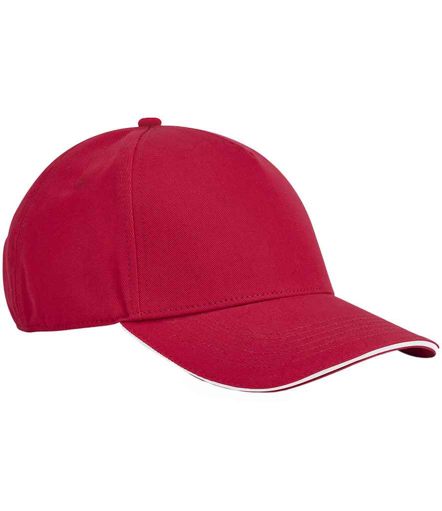 Beechfield EarthAware® Classic Organic Cotton 5 Panel Sandwich Peak Cap - Classic Red/White (BB825C)