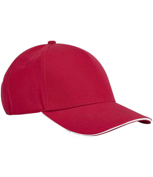 Beechfield EarthAware® Classic Organic Cotton 5 Panel Sandwich Peak Cap - Classic Red/White (BB825C)