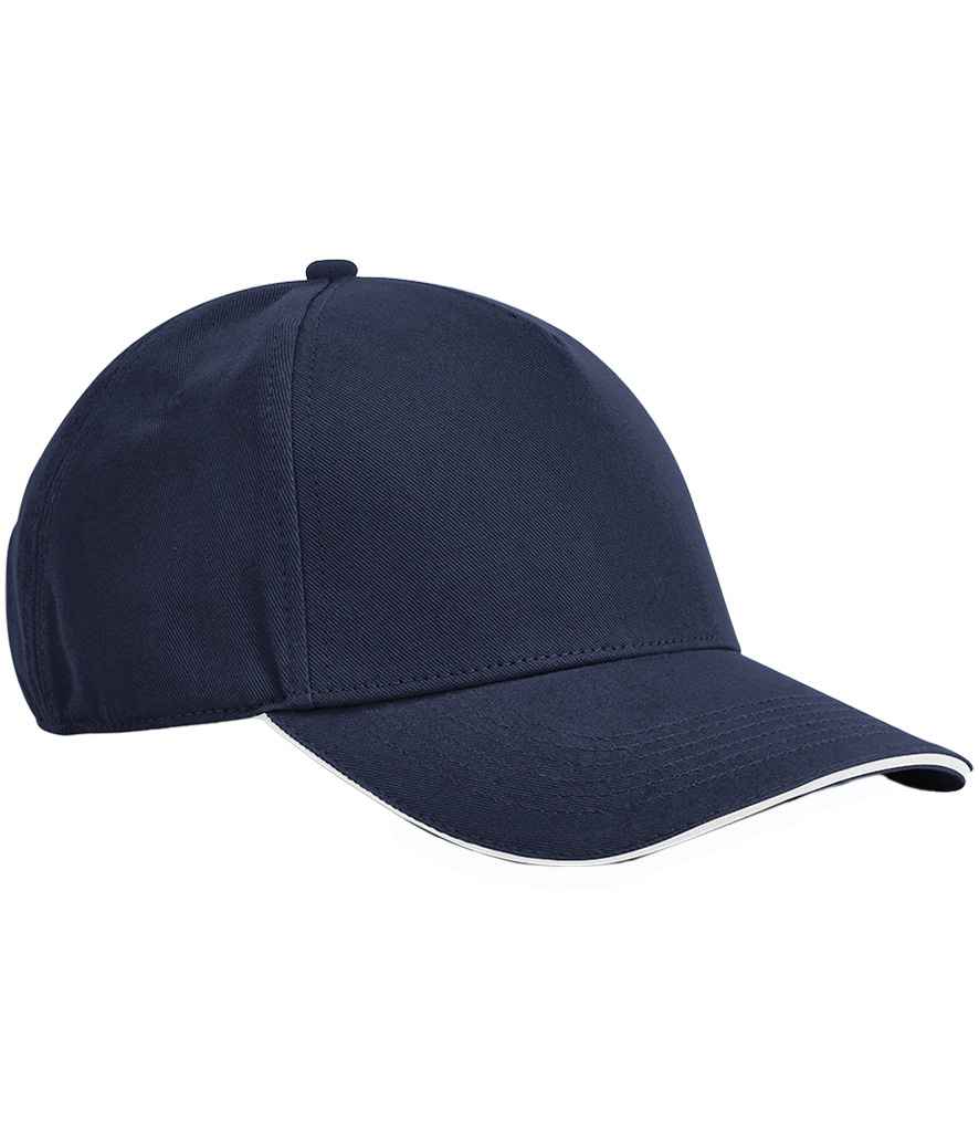 Beechfield EarthAware® Classic Organic Cotton 5 Panel Sandwich Peak Cap - French Navy/White (BB825C)
