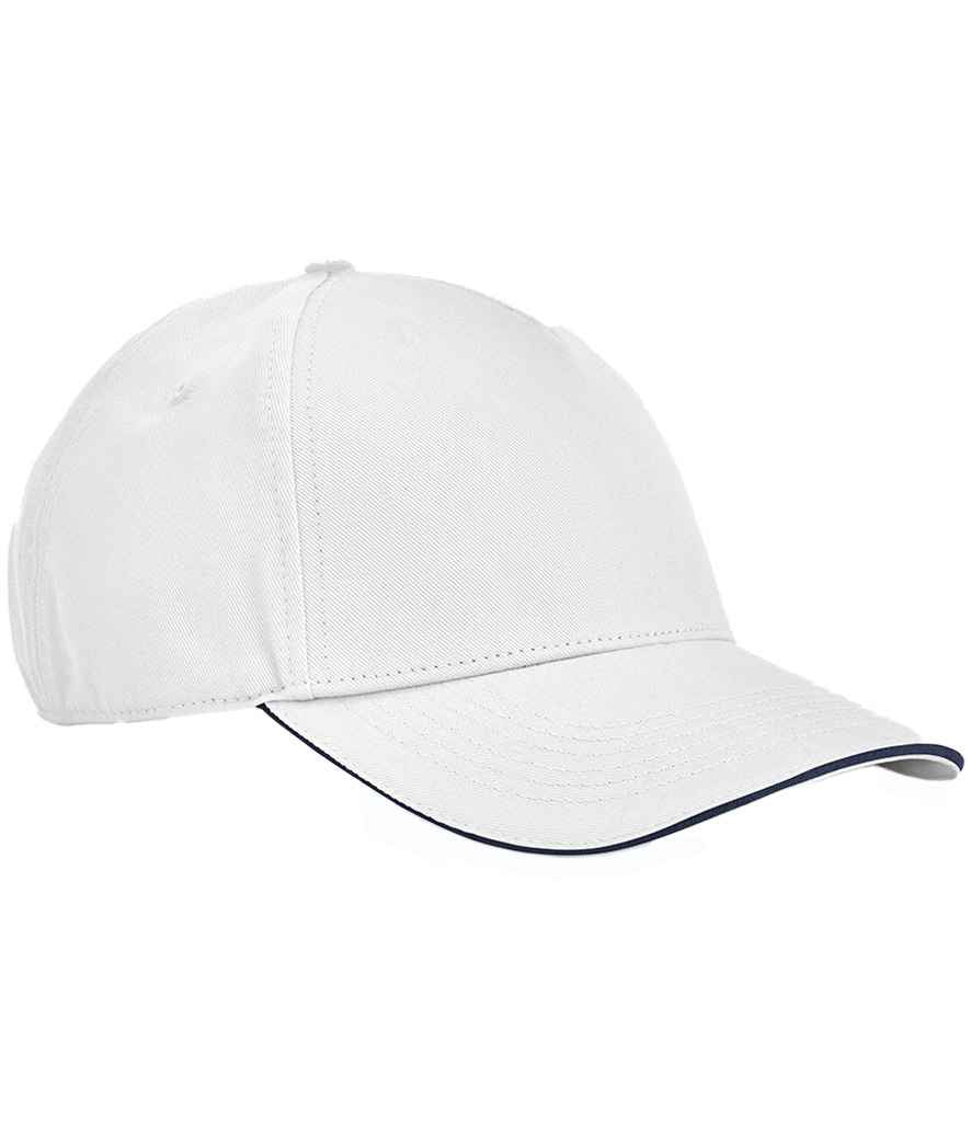 Beechfield EarthAware® Classic Organic Cotton 5 Panel Sandwich Peak Cap - White/French Navy (BB825C)