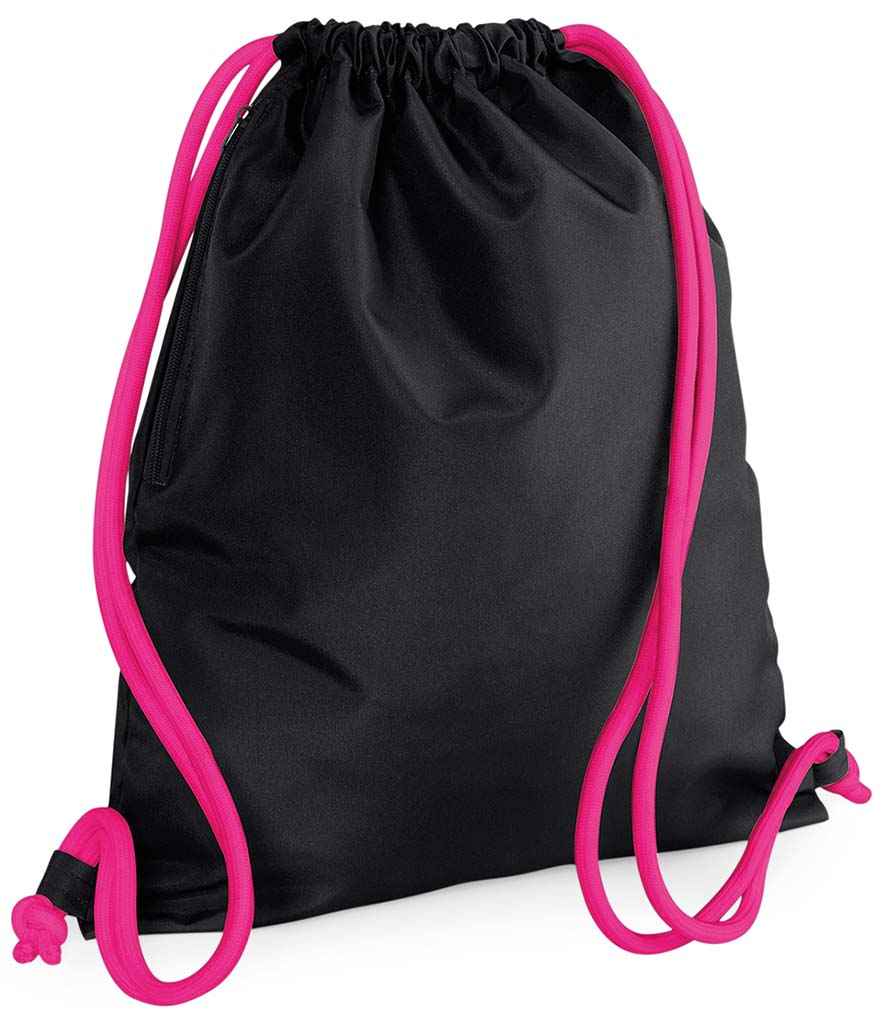 BagBase Icon Gymsac - Black/Fuchsia (BG110)