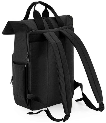 BagBase Recycled Twin Handle Roll-Top Laptop Backpack - Black (BG118L)