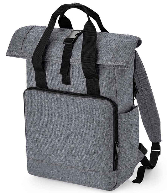 BagBase Recycled Twin Handle Roll-Top Laptop Backpack - Grey Marl (BG118L)