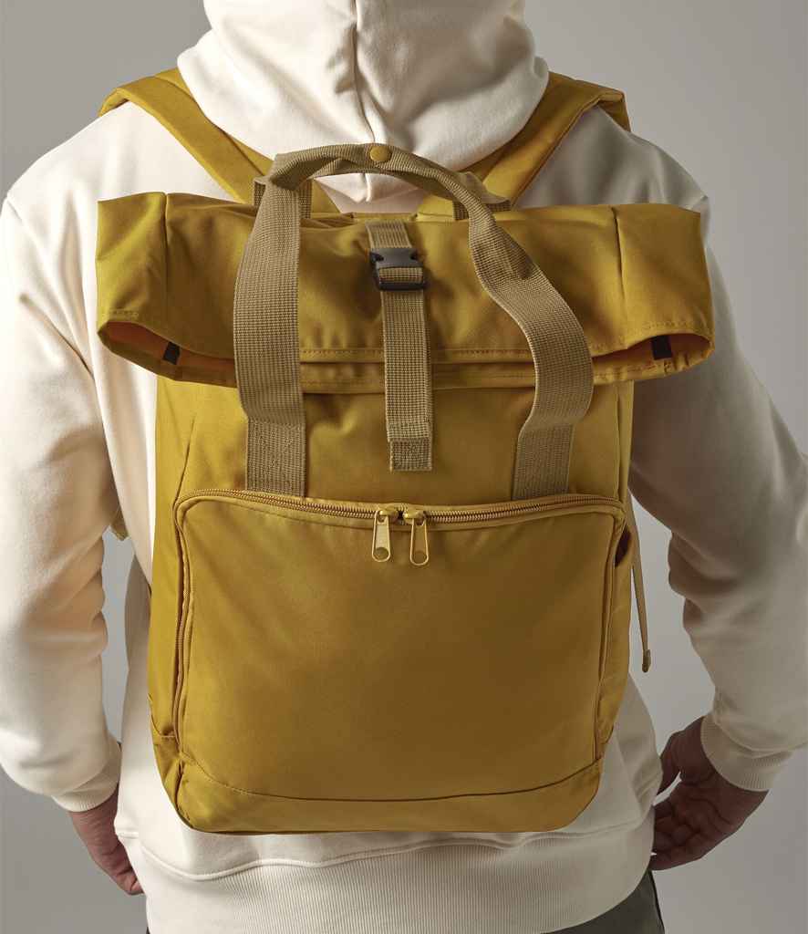 BagBase Recycled Twin Handle Roll-Top Laptop Backpack - Mustard (BG118L)