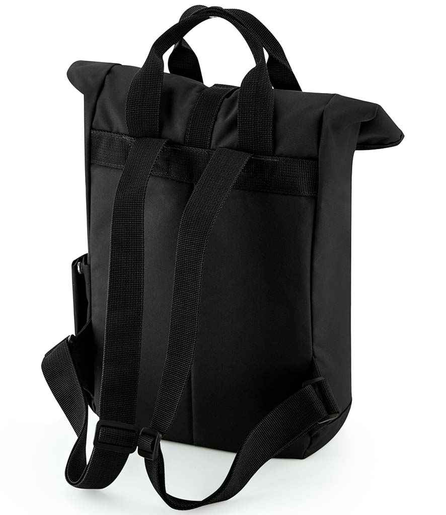 BagBase Recycled Mini Twin Handle Roll-Top Backpack - Black (BG118S)