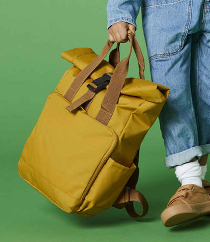 BagBase Recycled Mini Twin Handle Roll-Top Backpack - Mustard (BG118S)