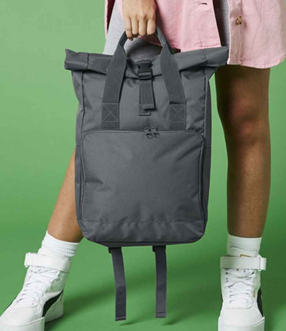 BagBase Recycled Twin Handle Roll-Top Backpack - Graphite Grey (BG118)