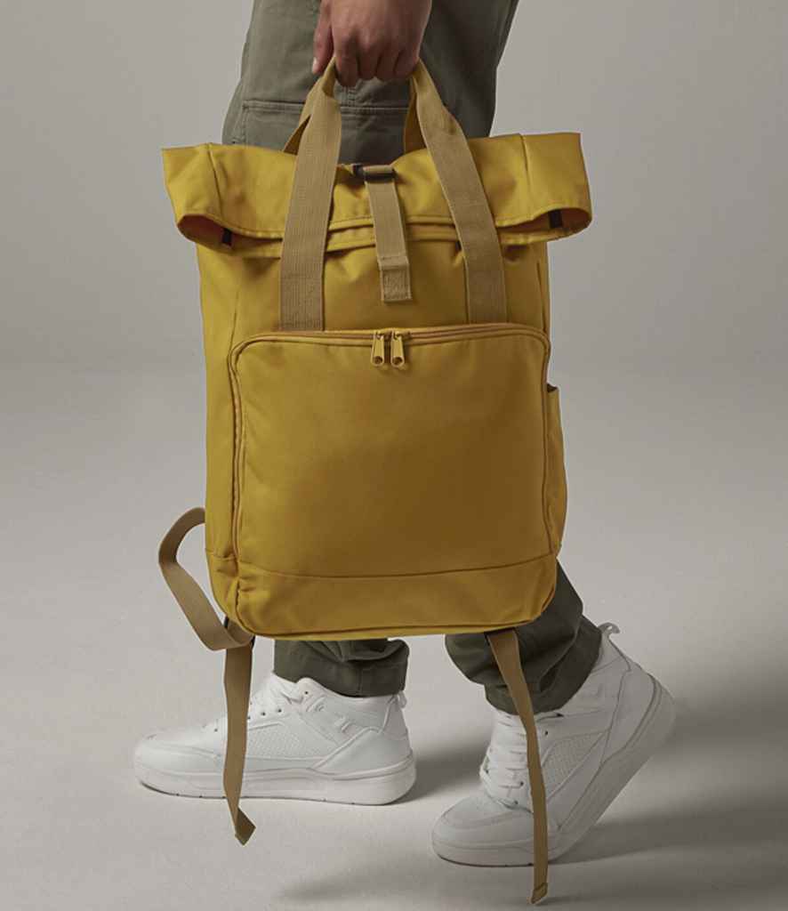 BagBase Recycled Twin Handle Roll-Top Backpack - Mustard (BG118)