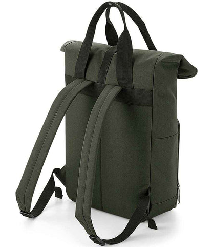 BagBase Recycled Twin Handle Roll-Top Backpack - Olive Green (BG118)