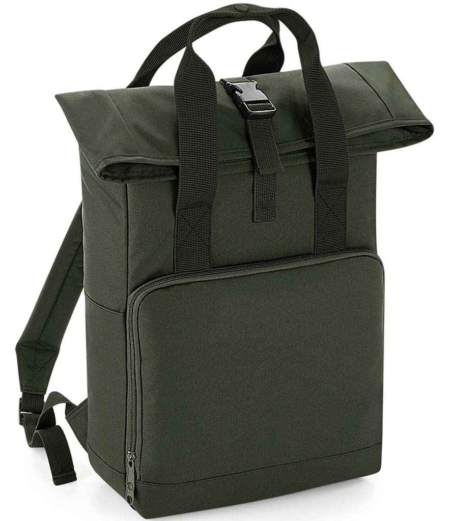 BagBase Recycled Twin Handle Roll-Top Backpack - Olive Green (BG118)