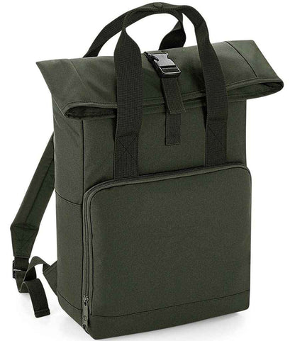 BagBase Recycled Twin Handle Roll-Top Backpack - Olive Green (BG118)