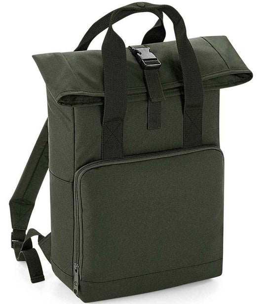 BagBase Recycled Twin Handle Roll-Top Backpack - Olive Green (BG118)