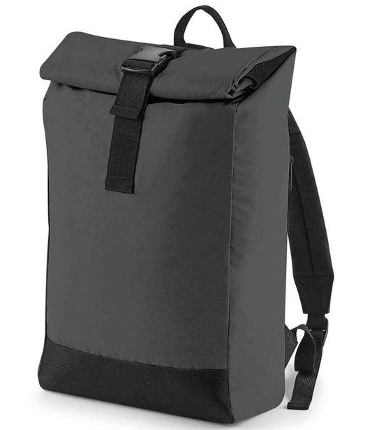 BagBase Reflective Roll-Top Backpack - Black Reflective (BG138)