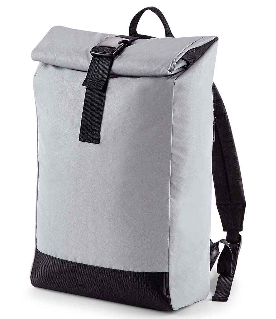 BagBase Reflective Roll-Top Backpack - Silver Reflective (BG138)