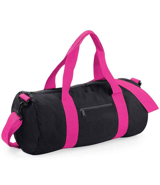 BagBase Original Barrel Bag - Black/Fuchsia (BG140)