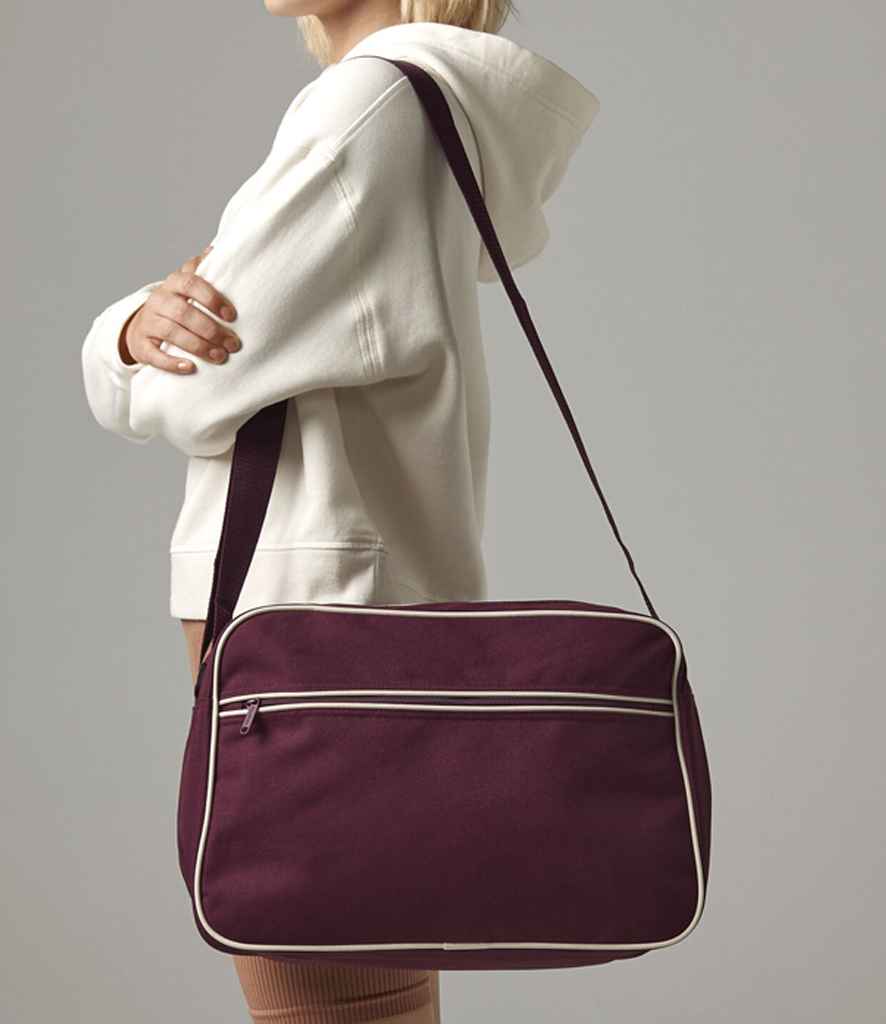 BagBase Retro Shoulder Bag - Burgundy/Sand (BG14)