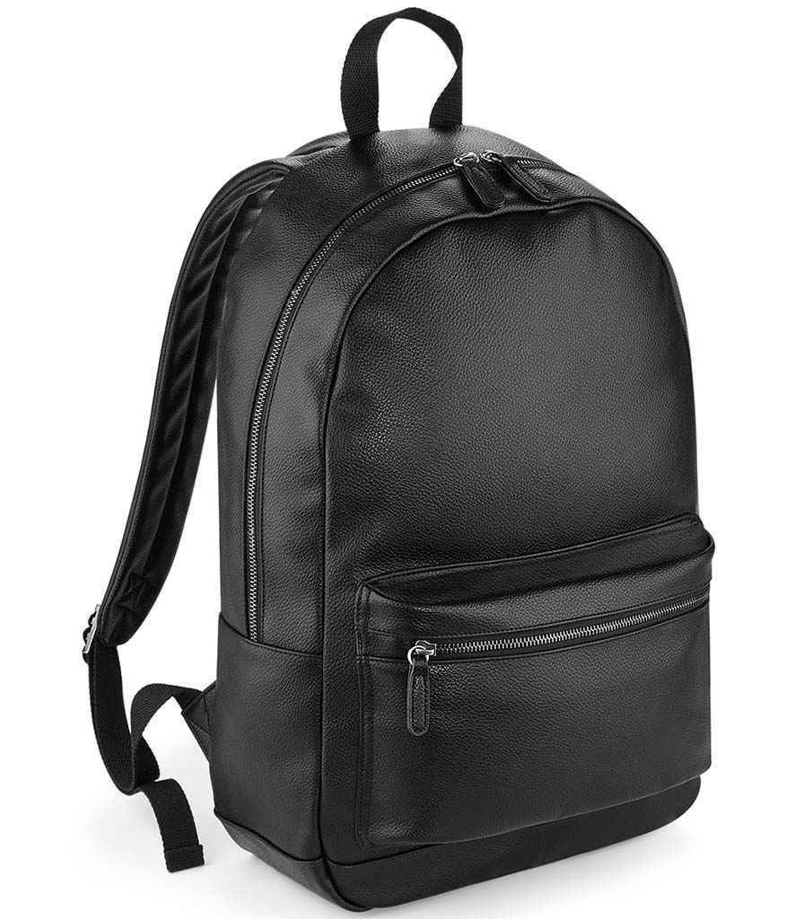 BagBase Faux Leather Backpack - Black (BG255)