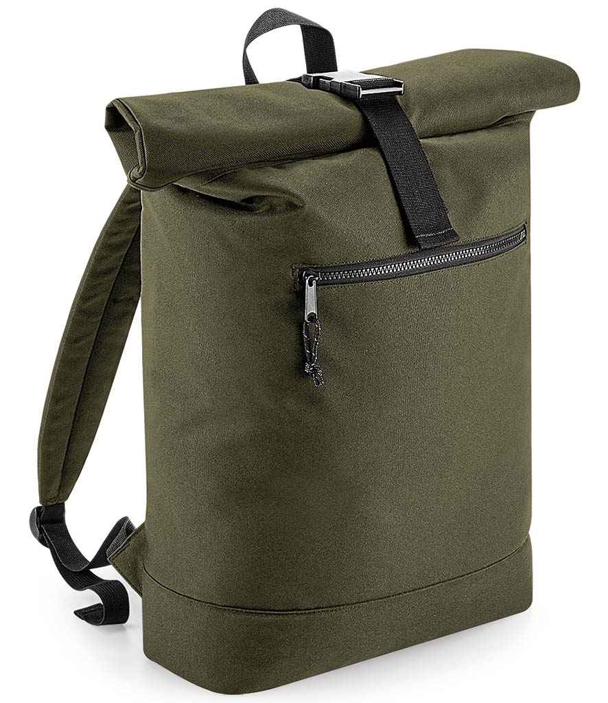 BagBase Recycled Roll-Top Backpack - Military Green (BG286)