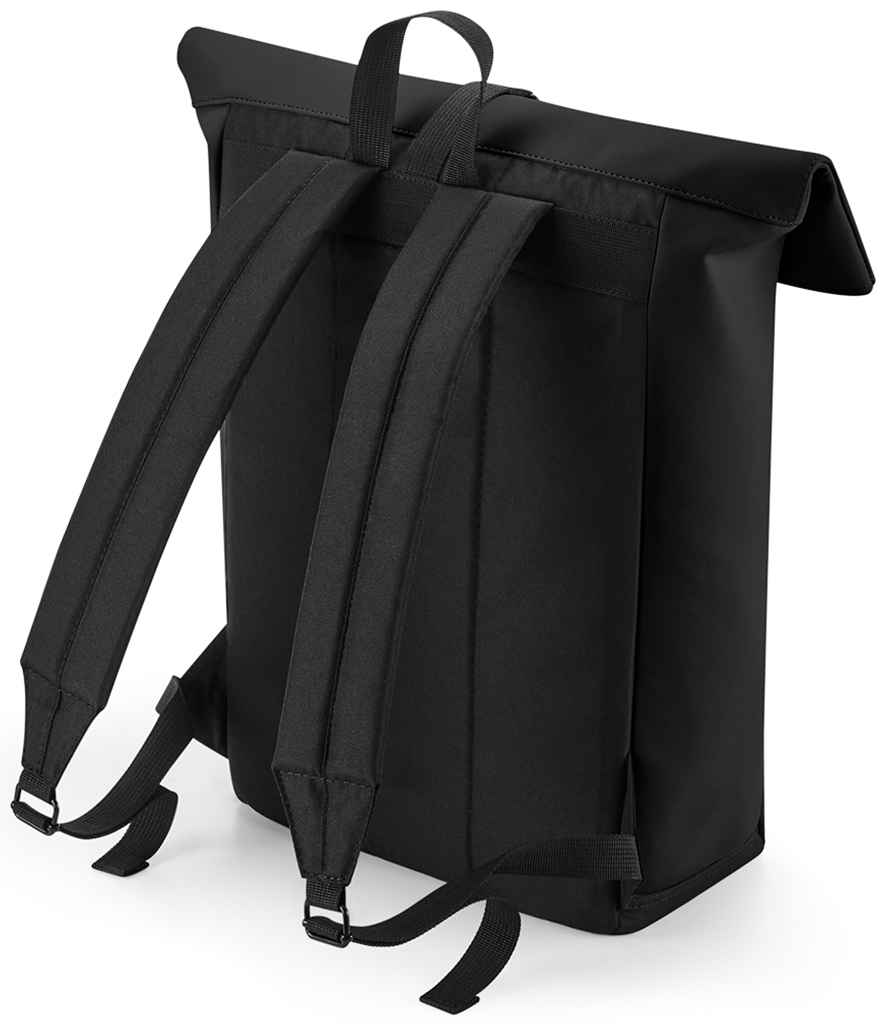 BagBase Matte PU Roll-Top Backpack - Black (BG335)