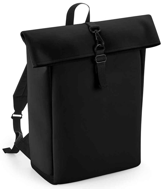BagBase Matte PU Roll-Top Backpack - Black (BG335)