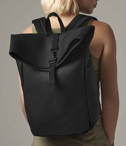 BagBase Matte PU Roll-Top Backpack - Black (BG335)