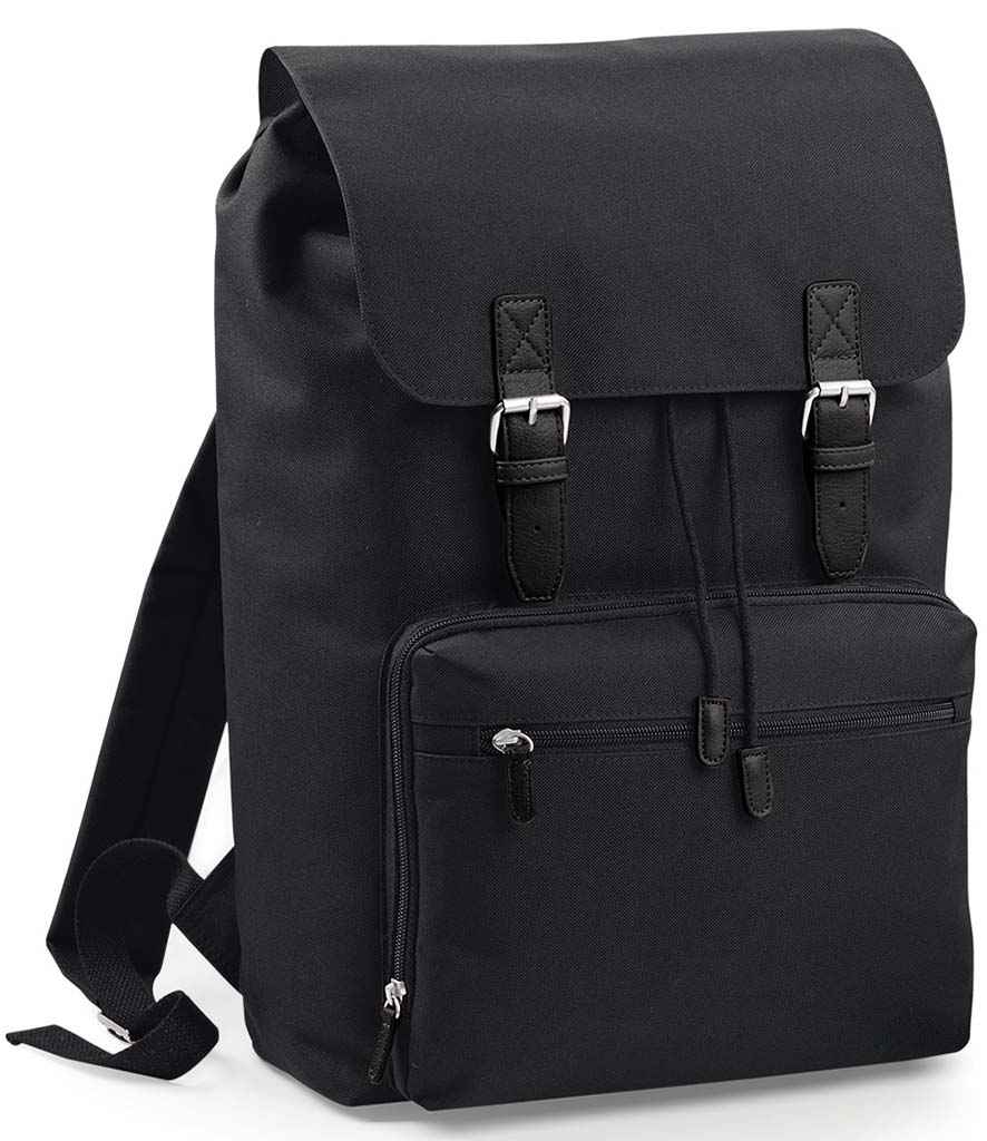 BagBase Vintage Laptop Backpack - Black/Black (BG613)