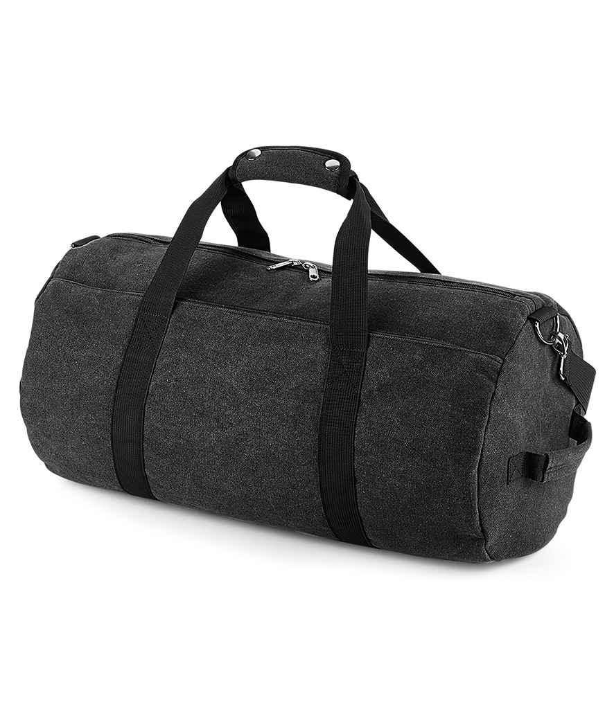 BagBase Vintage Canvas Barrel Bag - Vintage Black (BG655)