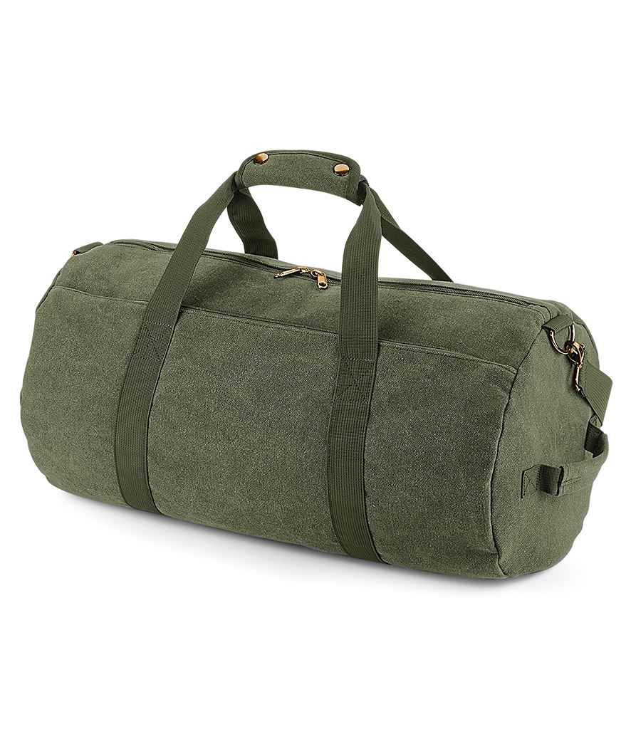 BagBase Vintage Canvas Barrel Bag - Vintage Military Green (BG655)