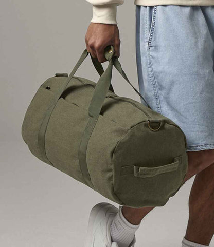 BagBase Vintage Canvas Barrel Bag - Vintage Military Green (BG655)