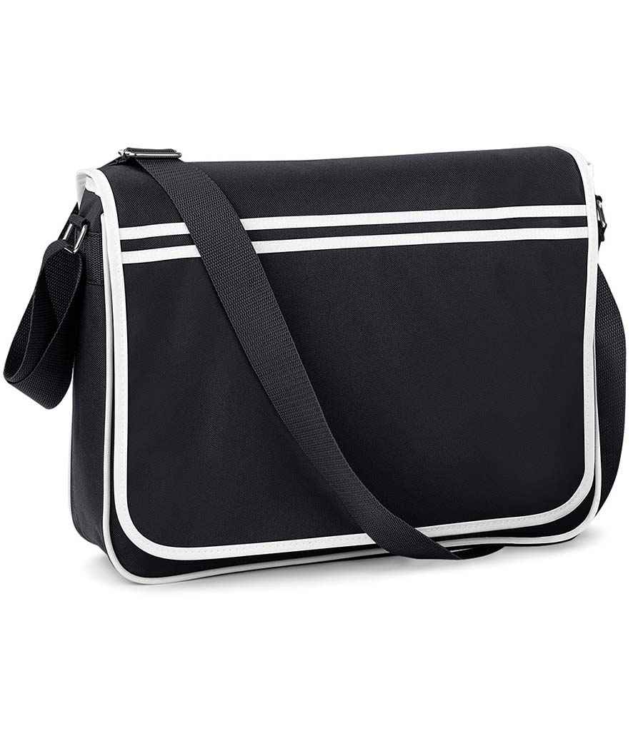 BagBase Retro Messenger - Black/White (BG71)