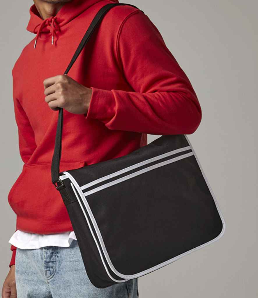 BagBase Retro Messenger - Black/White (BG71)