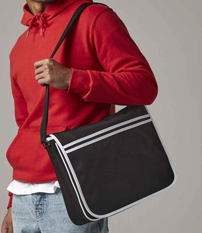 BagBase Retro Messenger - Black/White (BG71)