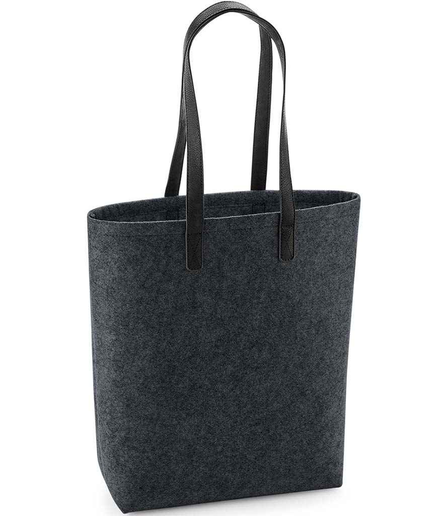 BagBase Premium Felt Tote Bag - Charcoal Melange/Black (BG738)