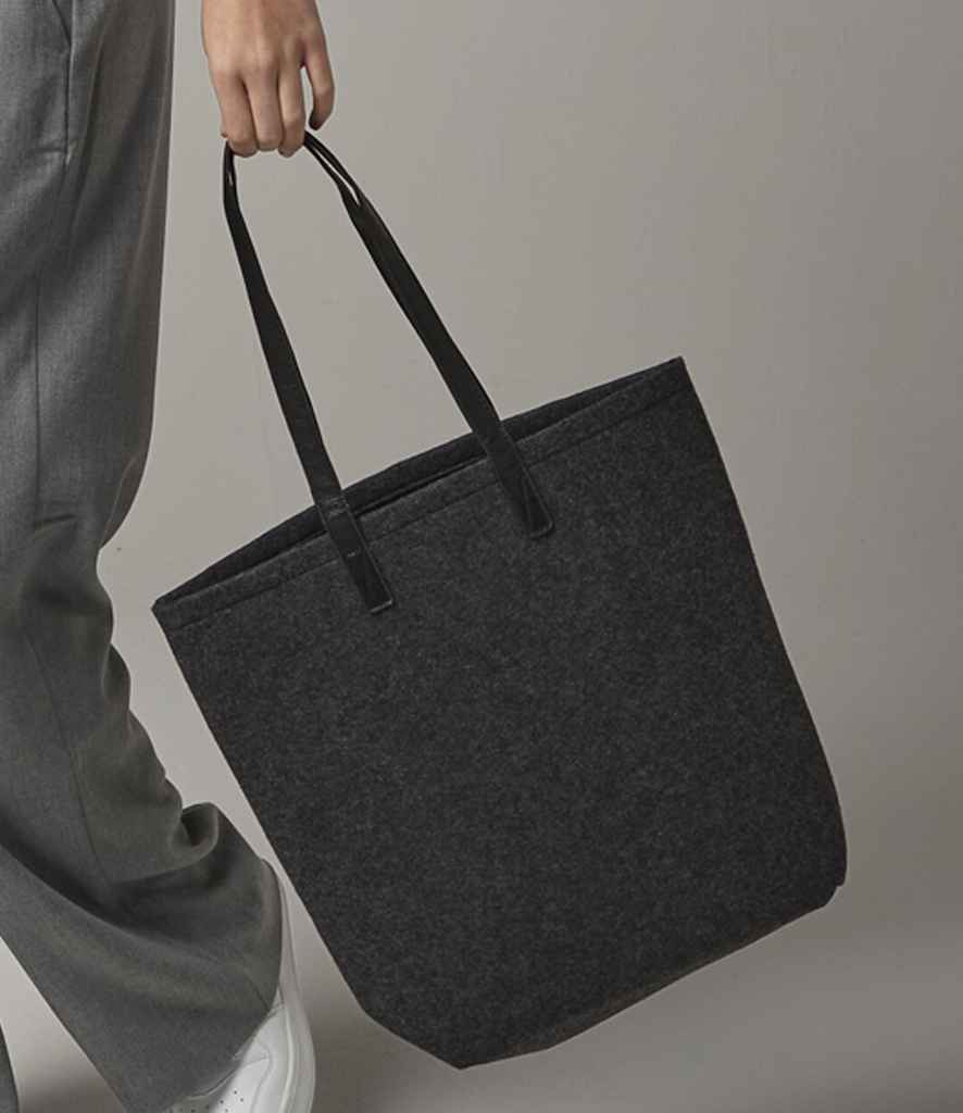 BagBase Premium Felt Tote Bag - Charcoal Melange/Black (BG738)