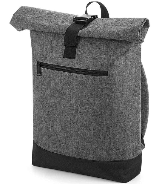 BagBase Roll-Top Backpack - Grey Marl/Black (BG855)