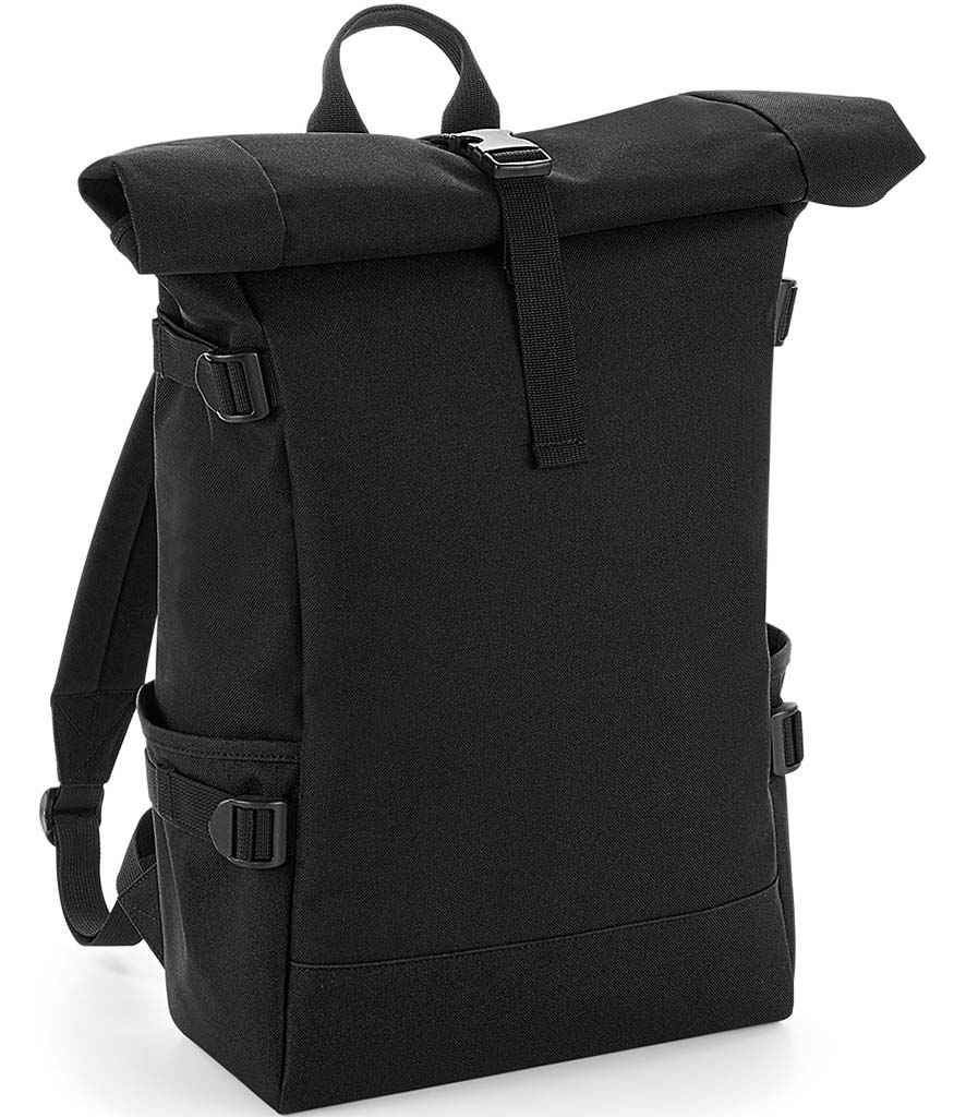 BagBase Block Roll-Top Backpack - Black/Black (BG858)