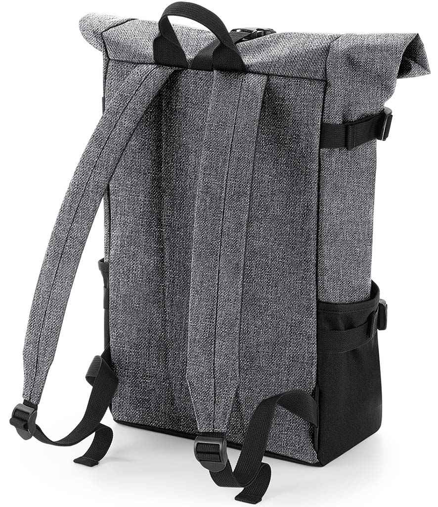 BagBase Block Roll-Top Backpack - Grey Marl/Black (BG858)