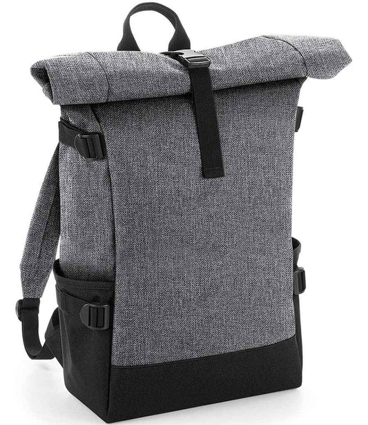 BagBase Block Roll-Top Backpack - Grey Marl/Black (BG858)