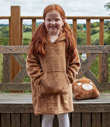 Brand Lab Kids Character Cushion Hooded Blanket - Brown Teddy (BH103)