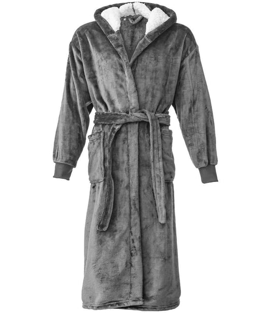 Brand Lab Unisex Hooded Cuffed Robe - Charcoal (BH104)