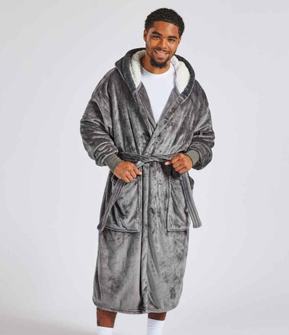 Brand Lab Unisex Hooded Cuffed Robe - Charcoal (BH104)