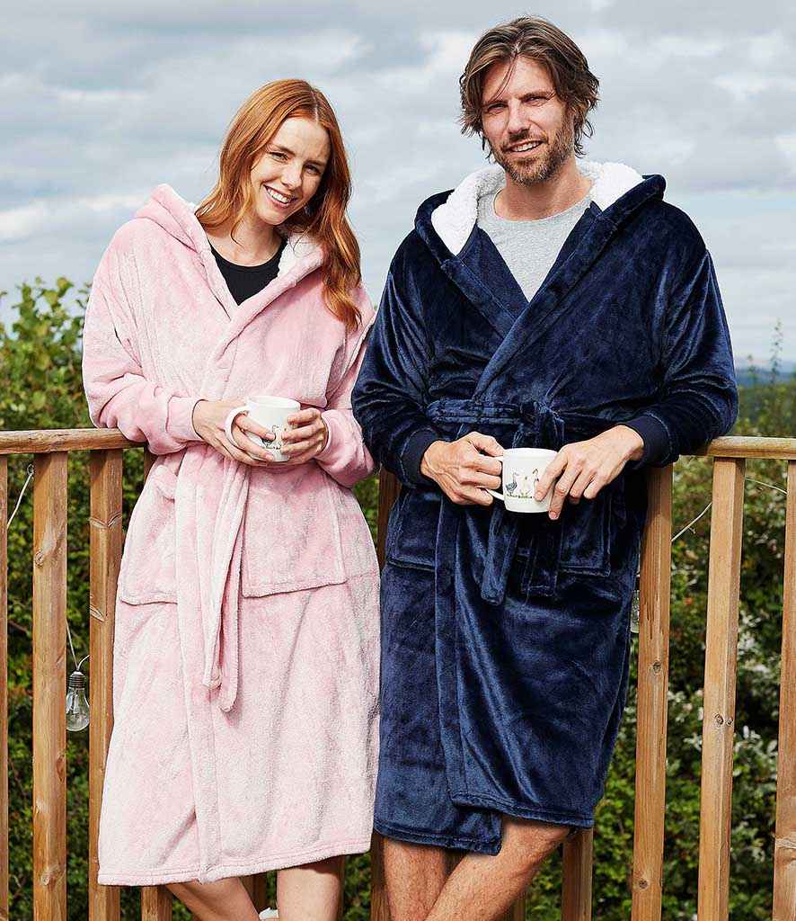 Brand Lab Unisex Hooded Cuffed Robe - Navy (BH104)
