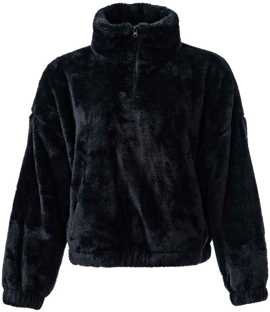 Brand Lab Ladies Fluffy 1/4 Zip Fleece - Black (BH202)