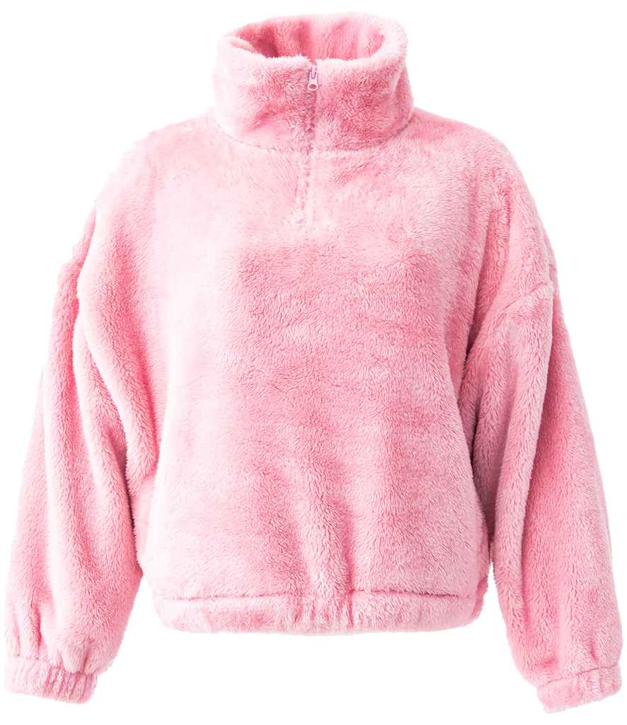 Brand Lab Ladies Fluffy 1/4 Zip Fleece - Blush Pink (BH202)