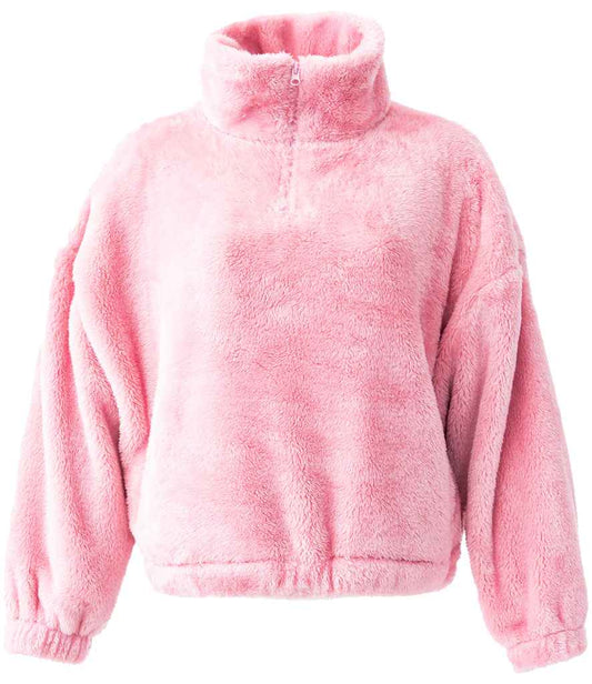 Brand Lab Ladies Fluffy 1/4 Zip Fleece - Blush Pink (BH202)