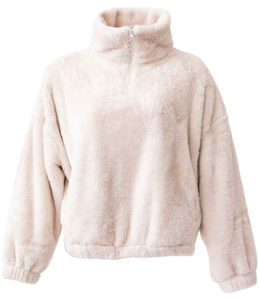 Brand Lab Ladies Fluffy 1/4 Zip Fleece - Natural (BH202)