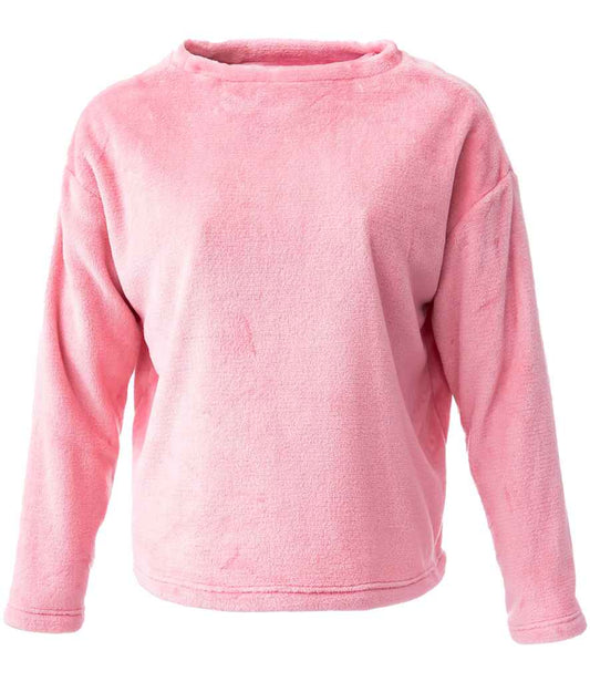 Brand Lab Ladies Plush Fleece Crew Neck Sweatshirt - Blush Pink (BH210)