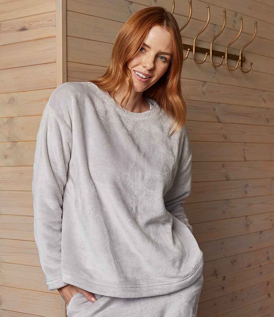 Brand Lab Ladies Plush Fleece Crew Neck Sweatshirt - Silver Grey (BH210)