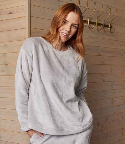 Brand Lab Ladies Plush Fleece Crew Neck Sweatshirt - Silver Grey (BH210)