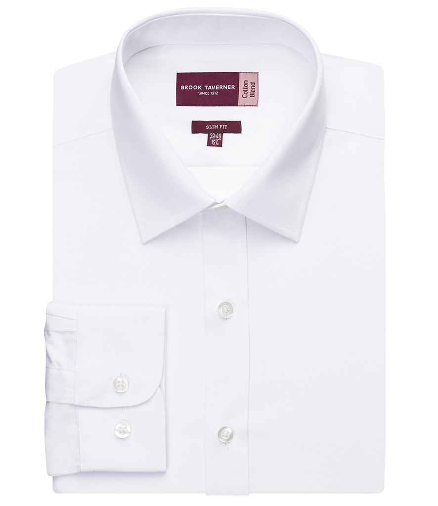 Brook Taverner Pisa Long Sleeve Slim Fit Shirt - White (BK130)